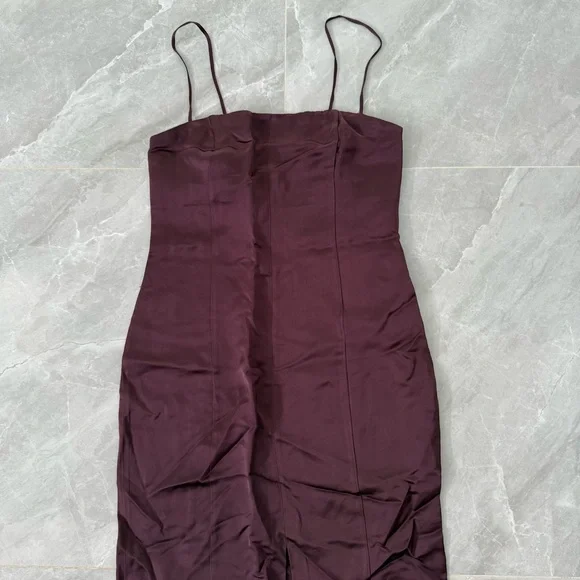 Women’s Massimo Dutti Studio Spaghetti Strap High Slit Formal Dress 9276 Medium - Picture 3 of 16